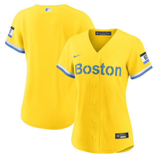 Boston Red Sox Nike Women's City Connect Replica Jersey - Gold/Light Blue